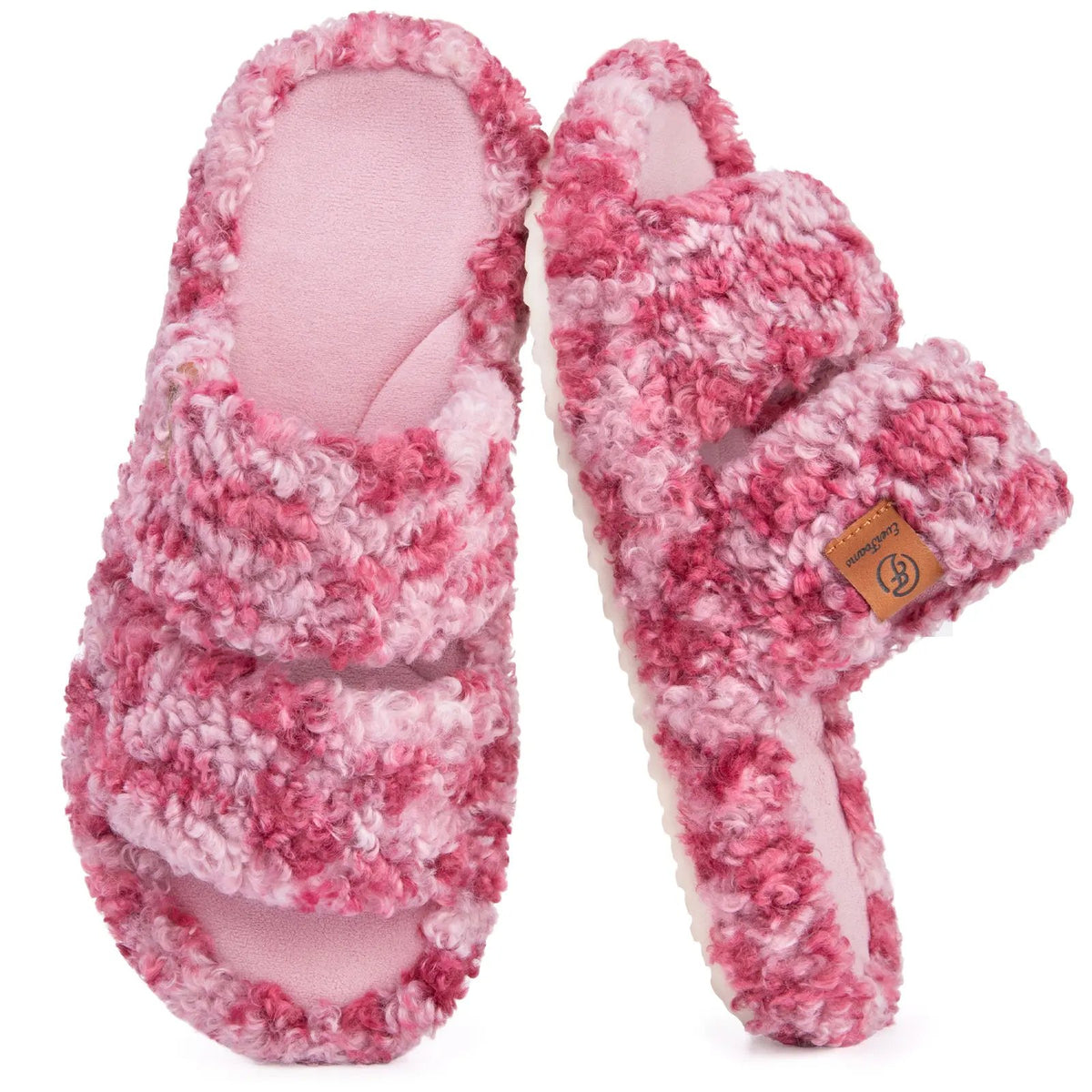 EverFoams Women's Fuzzy Open-Toe Slippers – Stylish Classic Slides with Soft Memory Foam, Non-Slip Rubber Sole, Perfect Cozy Footwear ,Girl Fur Flipflop Walking Shoes Fluffy Modern Sleeper Slip On Clog