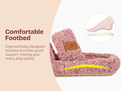 EverFoams Women's Fuzzy Open-Toe Slippers – Stylish Classic Slides with Soft Memory Foam, Non-Slip Rubber Sole, Perfect Cozy Footwear ,Girl Fur Flipflop Walking Shoes Fluffy Modern Sleeper Slip On Clog