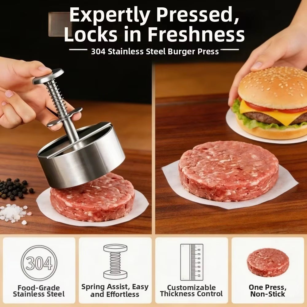 Adjustable Stainless Steel Burger Press – Perfect Patties Every Time