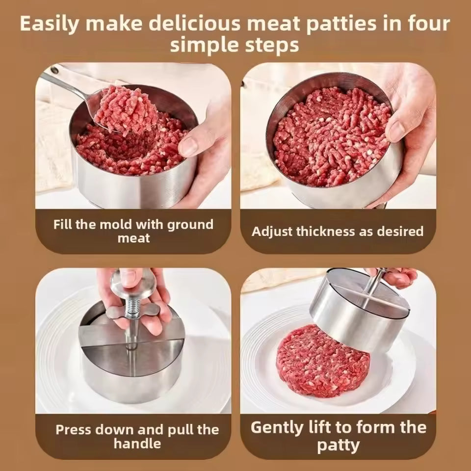 Adjustable Stainless Steel Burger Press – Perfect Patties Every Time