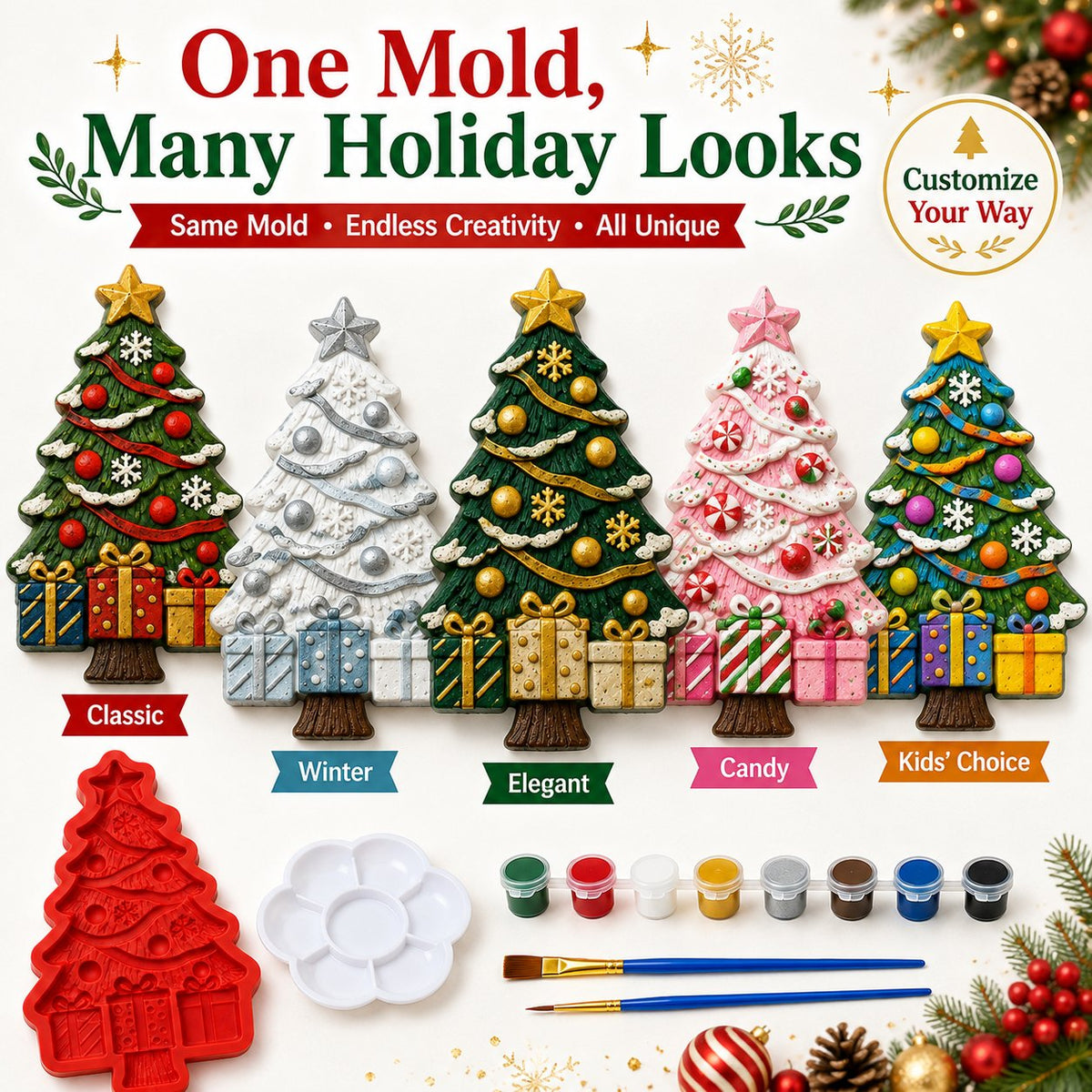 🏆 Limited-Time Promo: 50% OFF!🎖️ - 🎄 DIY Christmas Tree Mold & Paint Craft Kit
