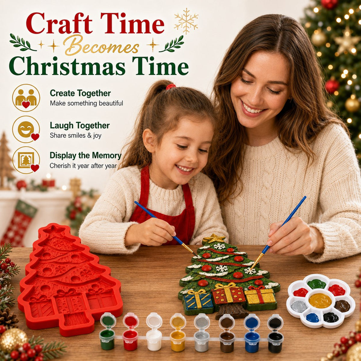 🏆 Limited-Time Promo: 50% OFF!🎖️ - 🎄 DIY Christmas Tree Mold & Paint Craft Kit