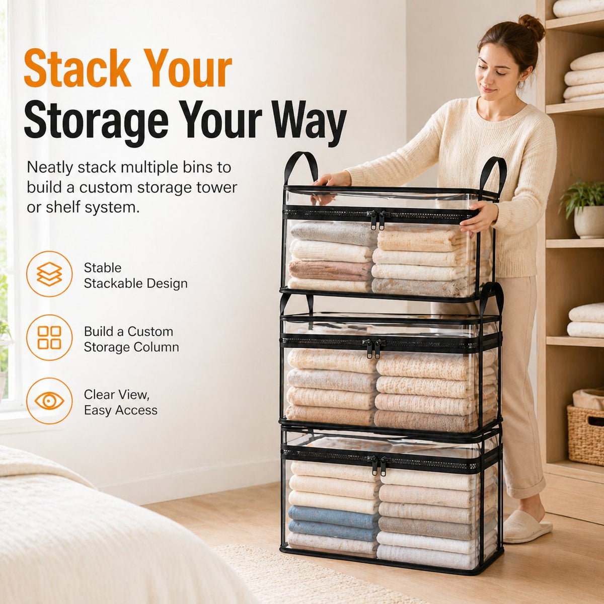 🎖️Super Large Heavy-Duty Thick Plastic Clear Storage Bag for Clothes, Moving & Storage🧸📚