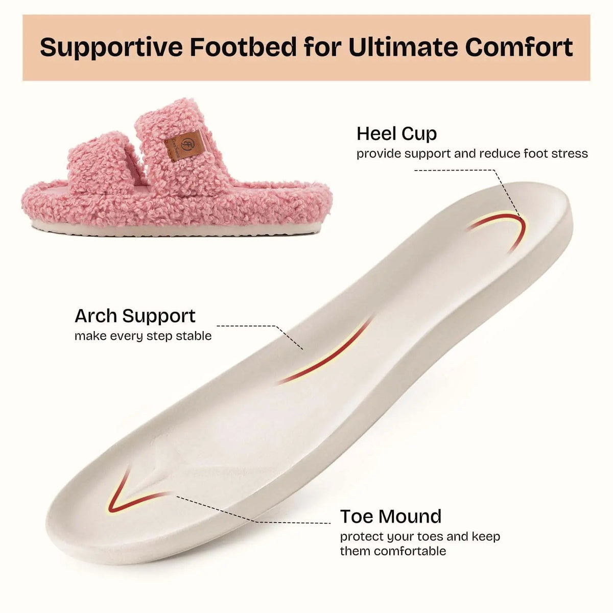 EverFoams Women's Fuzzy Open-Toe Slippers – Stylish Classic Slides with Soft Memory Foam, Non-Slip Rubber Sole, Perfect Cozy Footwear ,Girl Fur Flipflop Walking Shoes Fluffy Modern Sleeper Slip On Clog