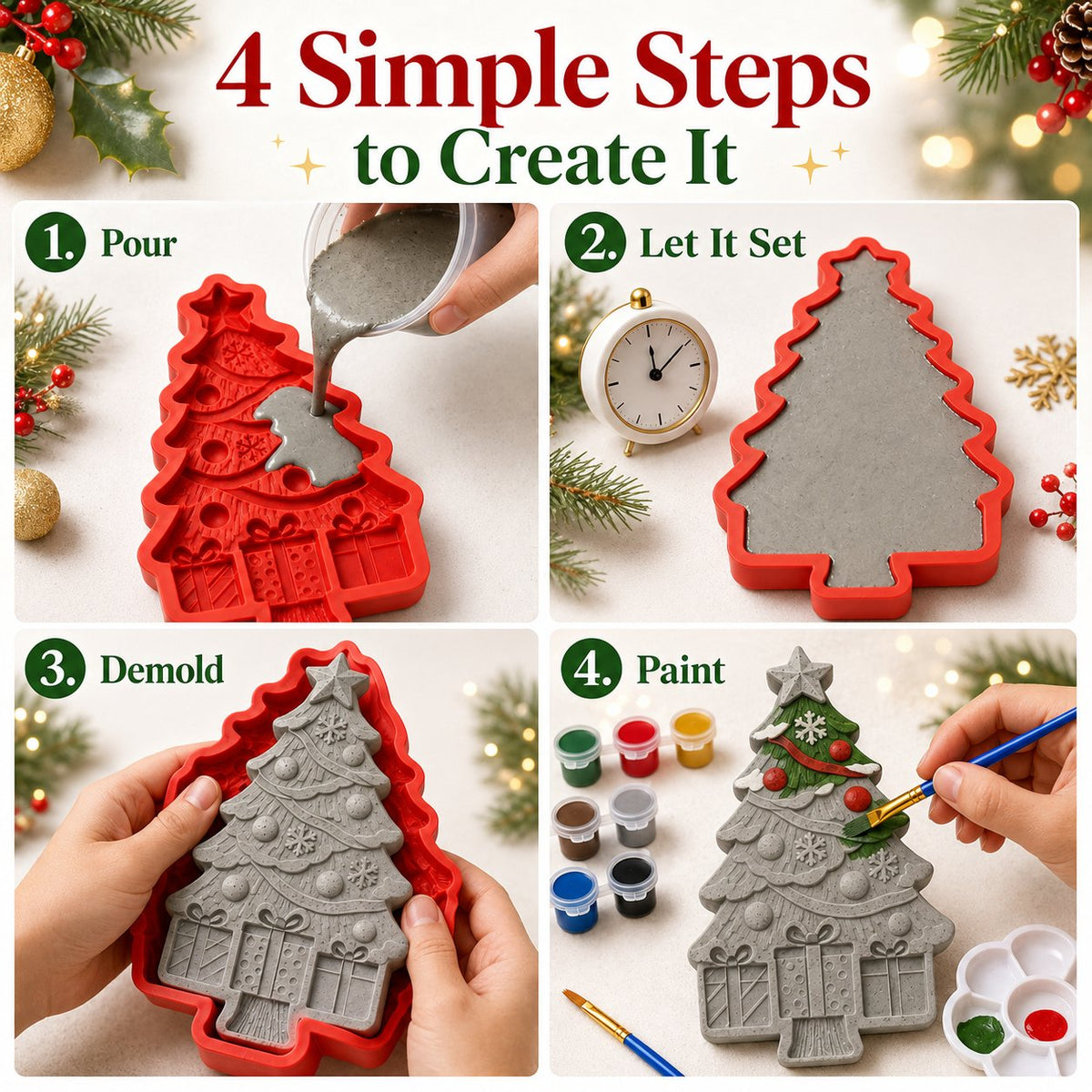 🏆 Limited-Time Promo: 50% OFF!🎖️ - 🎄 DIY Christmas Tree Mold & Paint Craft Kit