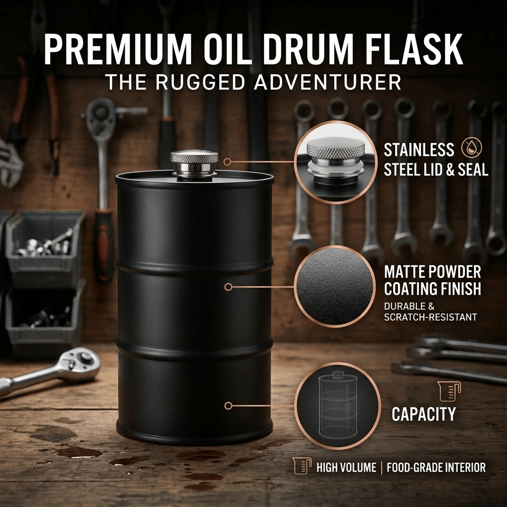 750ml Oil Drum Stainless Steel Flask